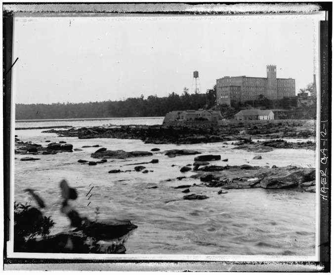 Photo of the Bibb Manufacturing Company and River Bank