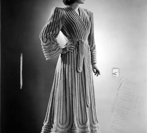 Woman modeling a Chenille robe