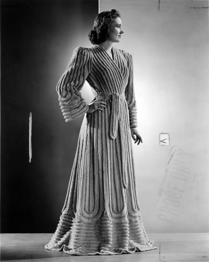 Woman modeling a Chenille robe