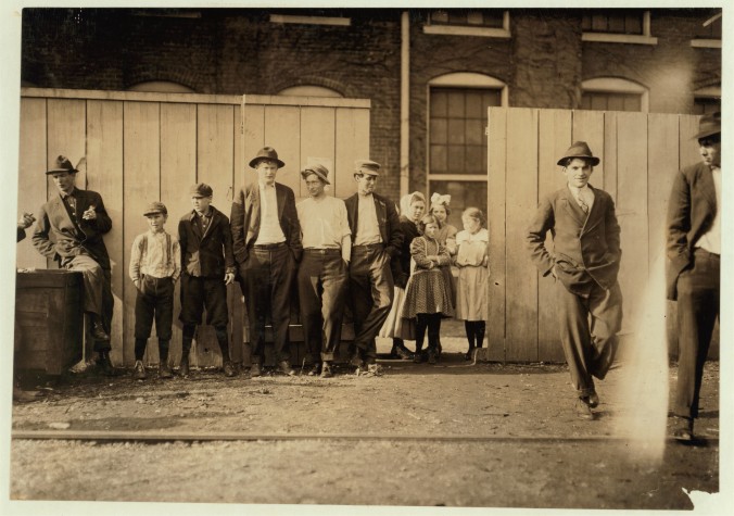 Photo of a group of mill workers
