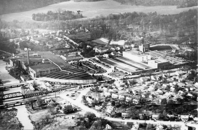 early aerial view of the Trion mill and housing