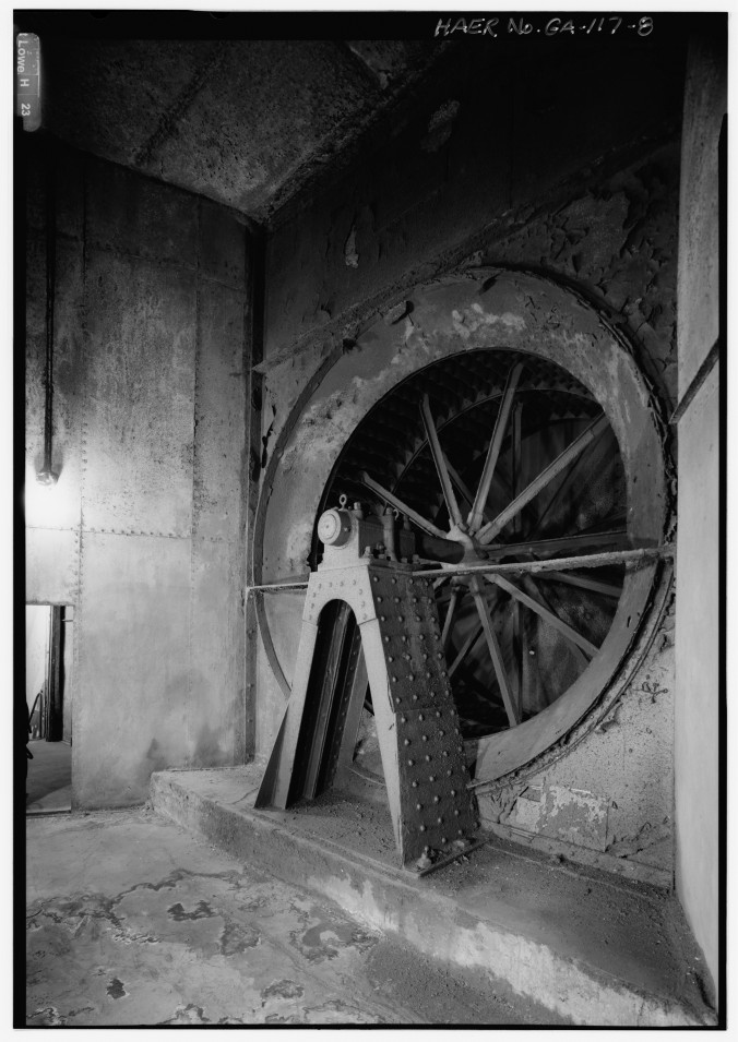 Inside photo of fan chambers at the Stark Mill