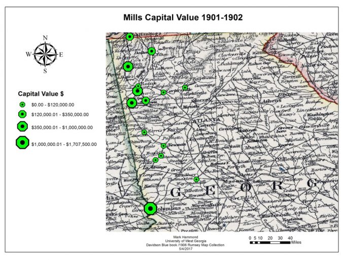Map displaying Mills Capital Value 1901-1902