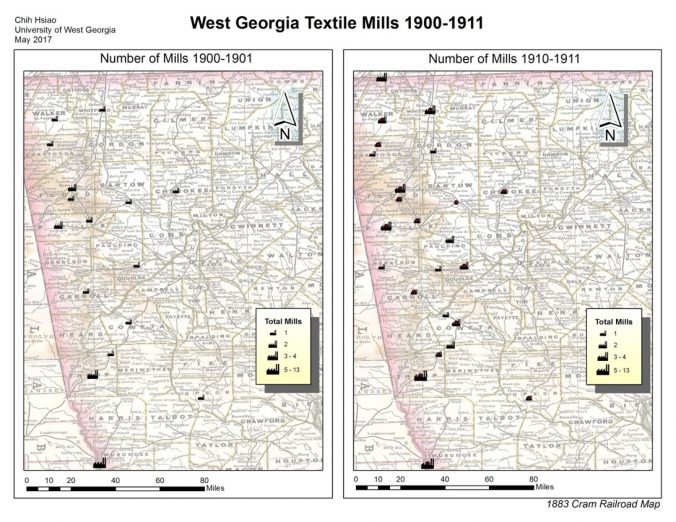 Map of West Georgia Textile Mills 1900-1911