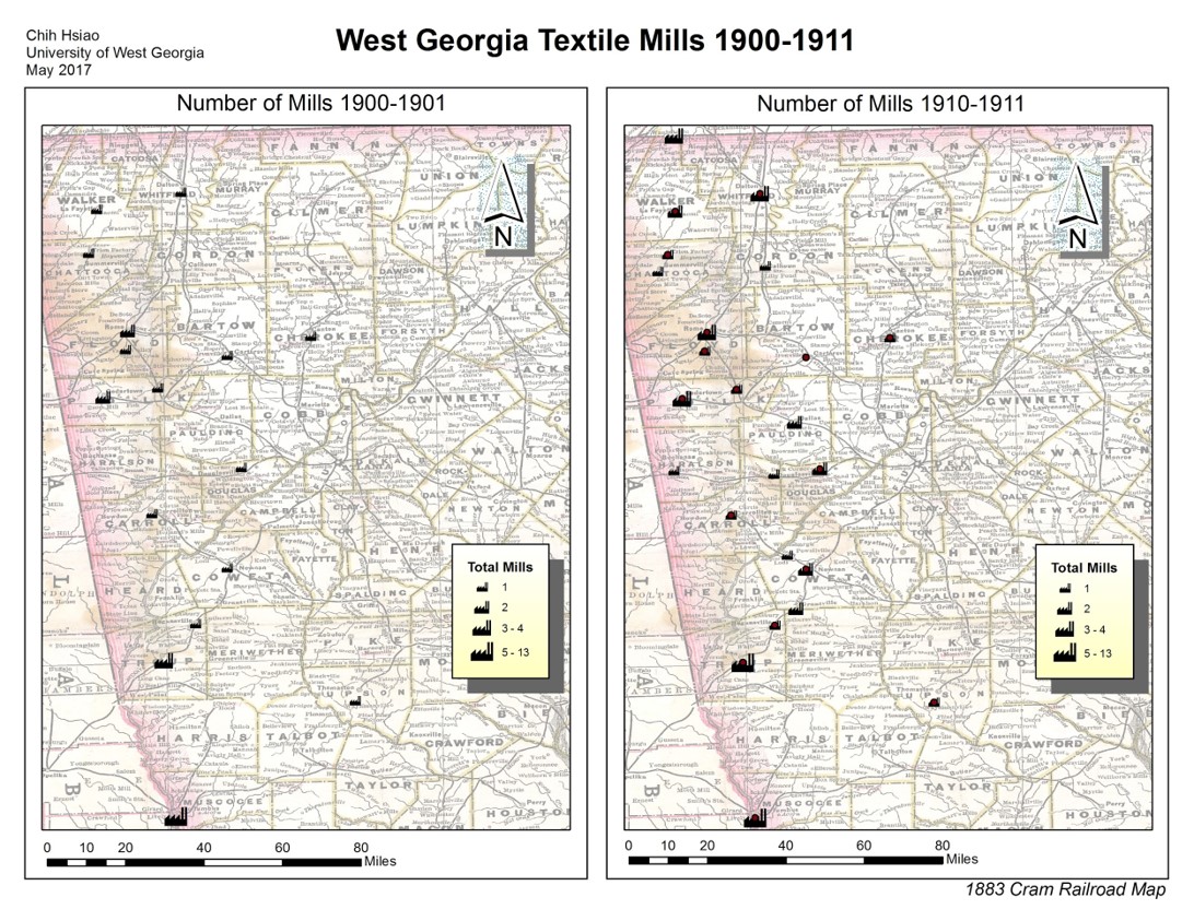 Map of Textile Mills, 1900-1911
